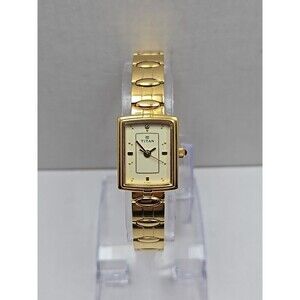 Titan Raga Womens Rectangle Gold Tone Dress Watch New Battery 30m Quartz India